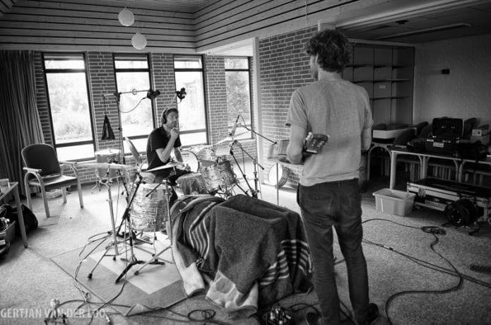 Recording in an abandoned nursing home. We turned it into a studio for two weeks.
