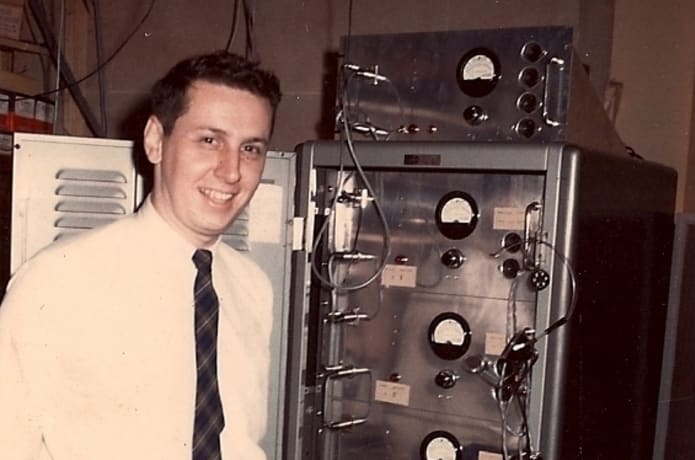 Bill Hanley 1965 Lyndon B. Johnson Presidential Inauguration next to McIntosh amplifiers