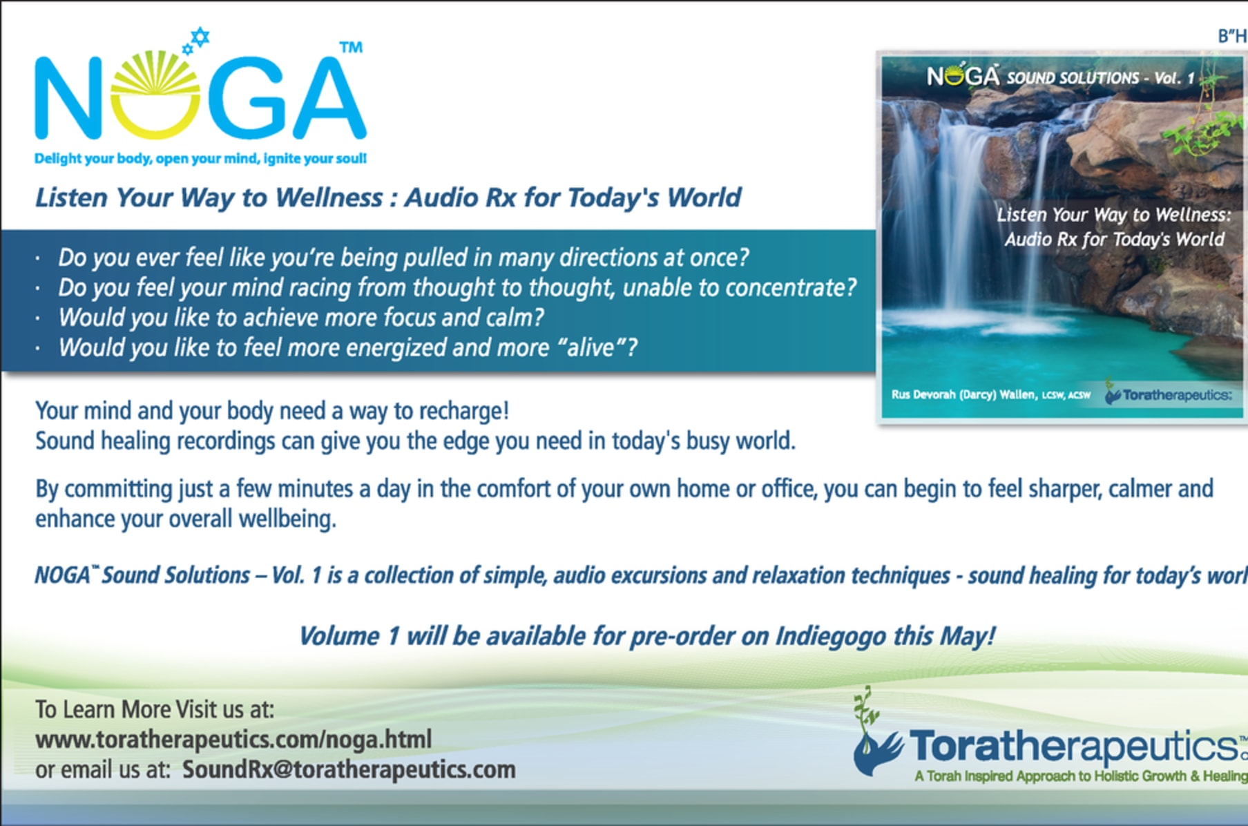 Noga Sound Solutions Vol 1 Audio Rx For Today S World Indiegogo She's the founder of toratherapeutics and creator of noga sound solutions. indiegogo