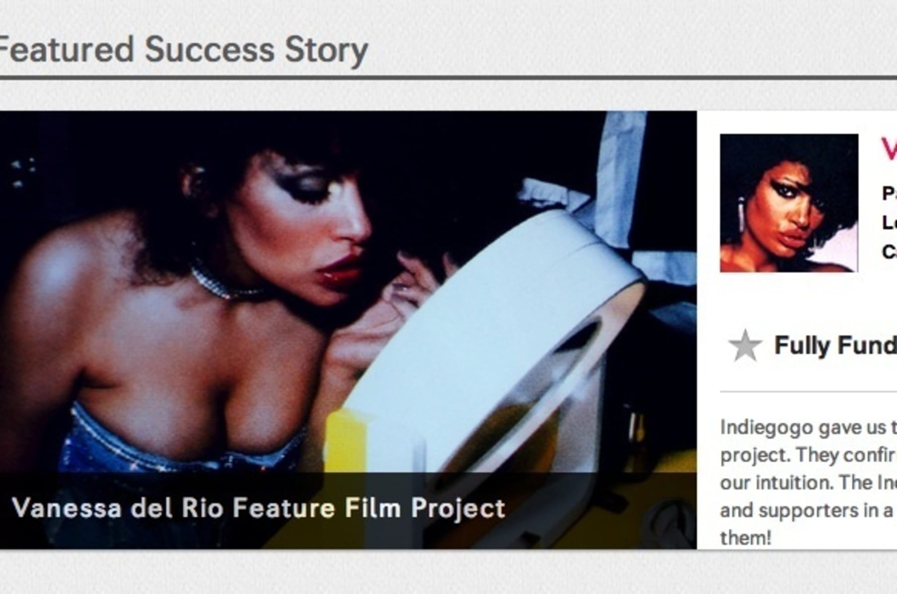 Vanessa del Rio Feature Film Project | Indiegogo