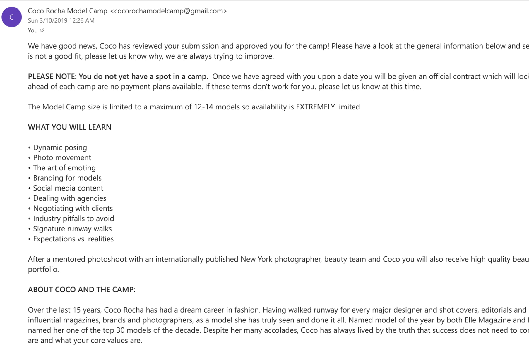 Help Me Get To Coco Rocha Model Camp Indiegogo