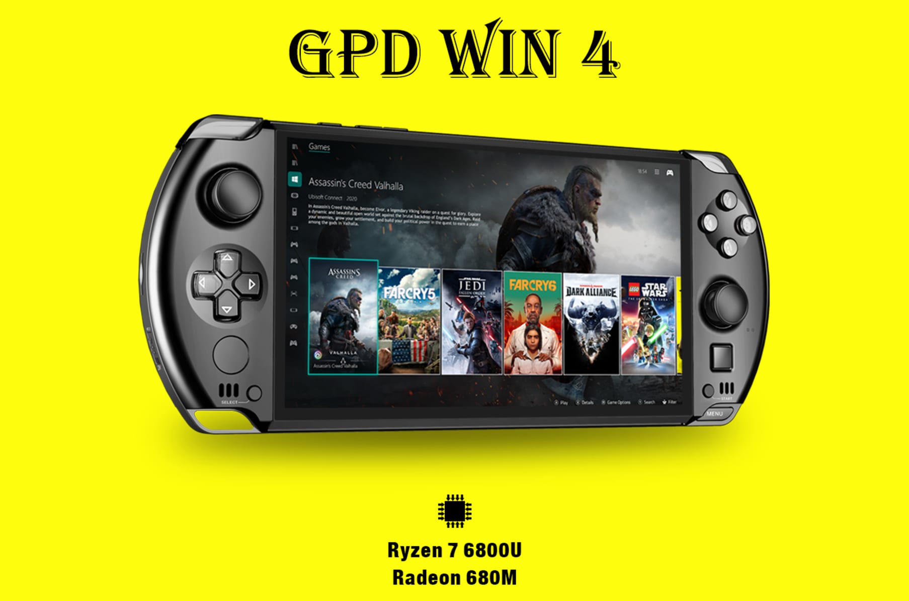 GPD Win 4 [AMD Ryzen 7 7840U-64GB+4TB] 6 Inches Mini Handheld Win 11 PC  Game Console Gameplayer 1920X1080 Touchscreen Laptop Tablet PC Black